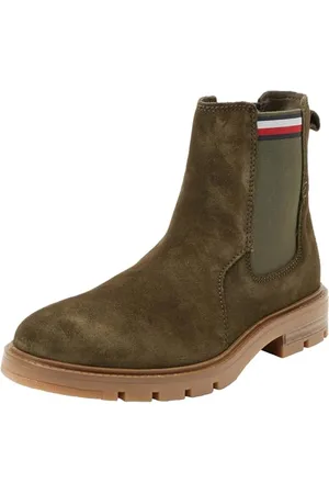 Tommy Hilfiger Homme Bottes Low Boot Corpoarte Suede Chelsea Daim, Vert (Army Green), 46 EU