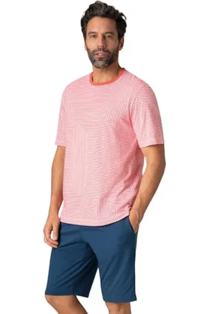 Eminence Pyjama Court col Rond Homme Coton Bio - Taille : 2/S - Couleur : Imprimé -Marine