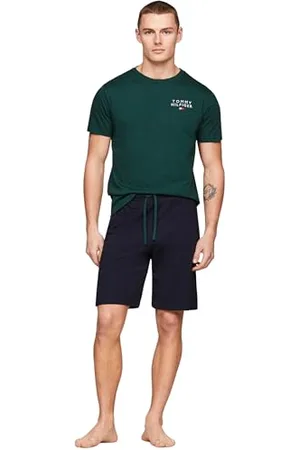 Tommy Hilfiger Homme Ensemble Pyjama Court, Multicolore (Hunter / Desert Sky), S