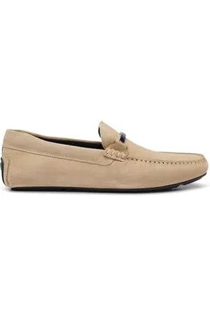 HUGO BOSS Hommes Noel Mocc Mocassins en Cuir suédé avec Garniture en métal logotée et Doublure intégrale