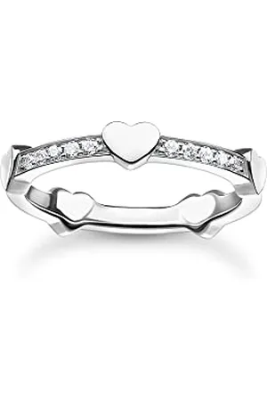 Thomas Sabo TR2391-051-14 Bague pour femme avec cœurs en argent sterling 925, 52, Argent sterling, Zircone cubique