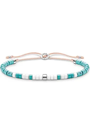 Thomas Sabo A2062-058-7 Bracelet en argent sterling 925 avec pierres turquoises, Eine Grösse, Argent sterling Nylon, Pas de gemme