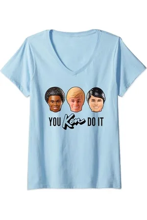 Barbie Femme Têtes de poupée You Ken Do It Ken T-Shirt avec Col en V