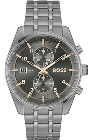 HUGO BOSS Montre Chronographe à Quartz pour Homme Collection SKYTRAVELLER avec Bracelet en Cuir ou Acier Inoxydable