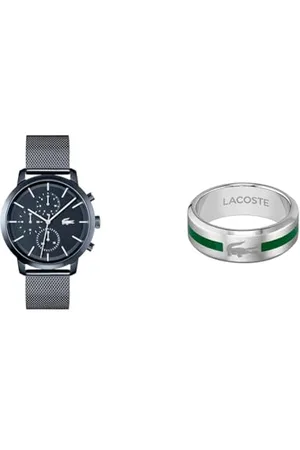 Lacoste Montre Analogique Multifunction à Quartz pour Homme avec Bracelet milanais en Acier Inoxydable Bleu - 2011196 Bague pour Homme Collection Baseline - 2040083G