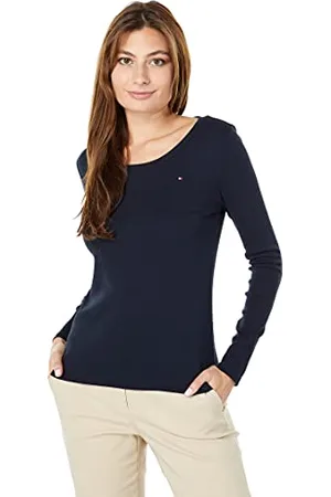 Tommy Hilfiger T-Shirt à Manches Longues et Encolure dégagée pour Femme, ., Taille XL