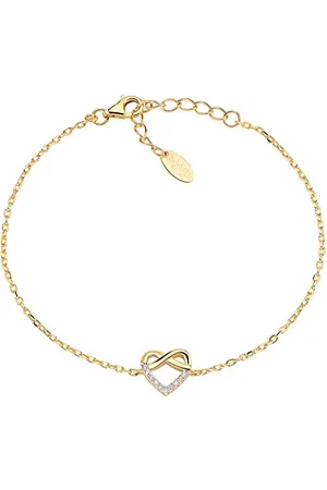AMEN Bracelet coeur en doré avec zircons