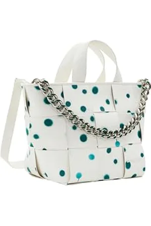 Desigual Bag_New Splatter Valdivi, Sac de Shopping en polyuréthane Femmes, Blanc, Taille Unique