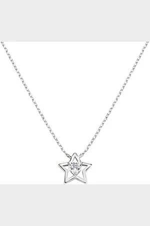 AMEN Collier étoile avec cœur en Zircon Blanc, 40+5 cm réglable, Small, Argent Sterling, Zircon