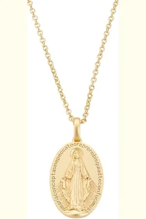 AMEN Bijoux, Collier médaille Miraculeuse, Collier Femme Argent 925 Doré, Cadeau Femme