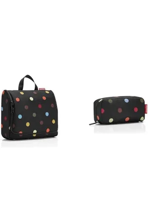 Reisenthel Toiletbag XL Dots Maße: 28 x 25 x 10 cm/Maße: 28 x 59 x 9 cm expanded/Volumen: 4 l & WJ7009 Travelling Federmäppchen, Dots