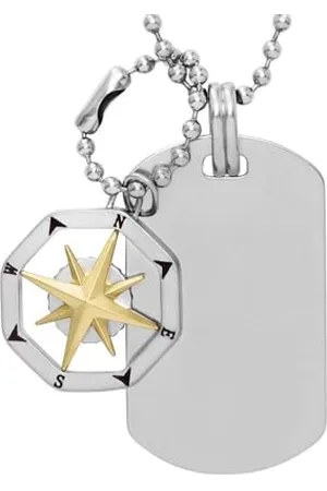 Fossil Collier Pour Hommes Sutton, Longueur : 600mm+50mm, Largeur : 22.5mm, Hauteur : 23.5mm Collier En Acier Inoxydable Argenté, JF04208998