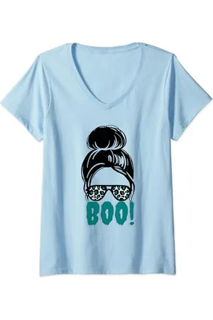 BOO! Femme T-Shirt avec Col en V