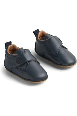 WHEAT Garçon Unisex Kinder Chaussons Dakota uni-Unisexe-Cuir véritable Mule, Bleu Marine (1432), 24 EU