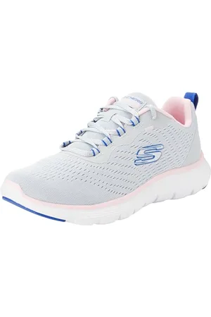 Skechers Femme Flex Appeal 5.0 Appel, Maille Grise, Garniture Bleue et Rose, 37 EU