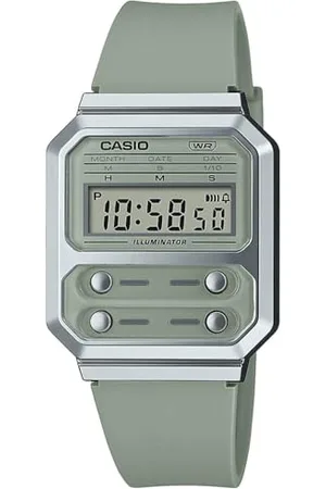 Casio Montre Quartz Unisexe 33.00mm avec Cadran Digitale et Bracelet en Plastic/Resin Bracelet A100WEF-3AEF