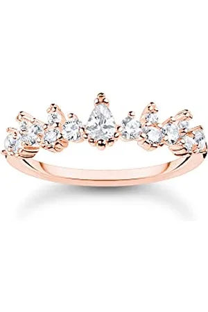 Thomas Sabo Bague pour femme avec cristaux de glace, 58, Argent sterling, Zircone cubique