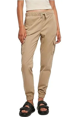 Urban classics Tb3626-ladies High Waist Cargo Jogging Pants Pantalon, Beige uni, XXL Femmes