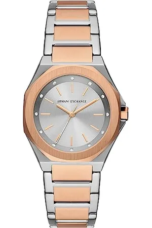 Armani Exchange Montre pour femme mouvement quartz/3 aiguilles boîtier de 34mm avec bracelet en acier inoxydable AX4607