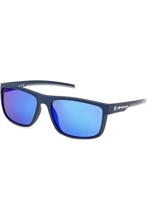 BMW Homme BS0037 Lunettes de Soleil légères et décontractées, Forme rectangulaires, Verres Miroir, Bleu Mat, , Taglia Unica