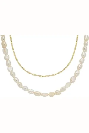 Fossil Heritage Pearl D-Link Collier double en fausses perles d