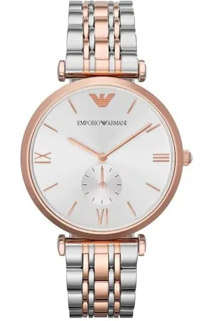 Emporio Armani Montre pour homme, mouvement à quartz, boîtier en acier inoxydable or rose de 40 mm avec bracelet en acier inoxydable, AR1677