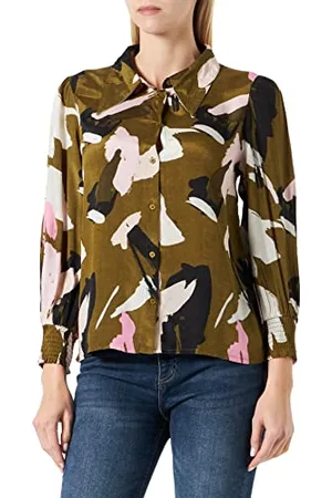 Kaffe Femme Kaninna Shirt Blouse, Lizard/Pink/Graphic Print, 42 EU