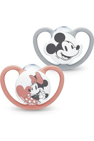 NUK Lot de 2 tétines Space Baby - 18-36 mois - Tétines avec ventilation supplémentaire - Silicone sans BPA - Mickey et Minnie Mouse 10739746