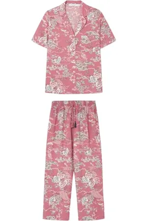 Women secret Classic Maroon Capri Cherry Blossom Pyjamas, IMPRIMÉ Bourgogne, L Femme