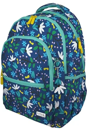 Grafoplas Mocila Blue Garden Elena Corredoira | 33 x 46 x 22,5 cm | 3 compartiments | Zone rembourrée pour ordinateur portable | Roomy | Design Elements | Elena Corredoira | Adaptable au chariot
