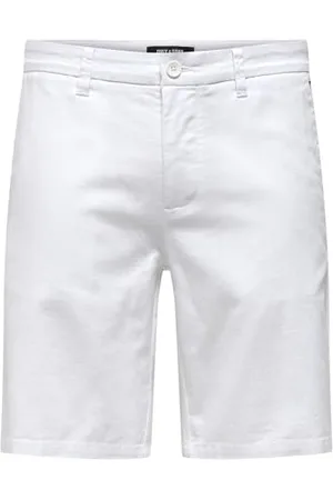 Only & Sons ONSMARK 0011 Cotton Linen Shorts Noos Chino, White, XS Homme