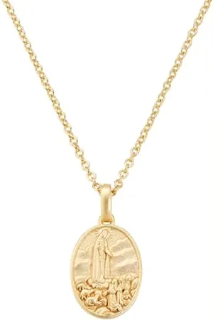 AMEN Bijoux, Collier Médaille de Notre-Dame de Fatima, Collier Argent 925 Doré, Cadeau Femme, Cadeau Homme
