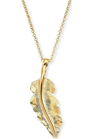 Engelsrufer ERN-FEDER-G Collier avec pendentif plume en argent sterling Doré 42 cm + 4 cm + 4 cm, 42 cm, Argent sterling, Zircone cubique
