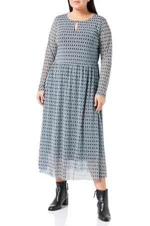 TOM TAILOR 1037927 Robe, 33984-Bleu Marine Geometrics Print, 40 Femme