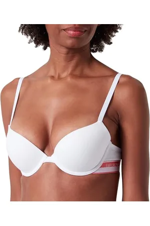 Emporio Armani Stretch Cotton Logoband Push Up Bra, Opaque, White, 32B Femme