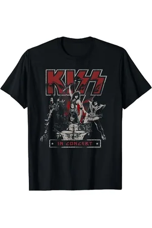 Kiss T-Shirt Concert Unisexe Adulte Coupe Classique Manche Courte Col Ras Du Cou T-Shirt Rock Importé Coton 100% S