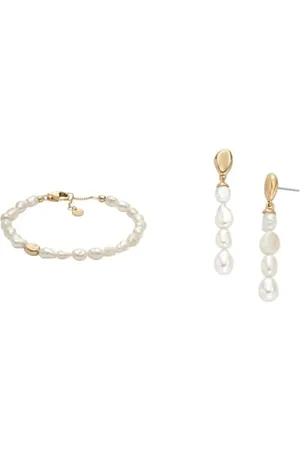 Skagen Agnethe Pearl Gold SKJ1825710 Bracelet en acier inoxydable pour femme + SKJ1827710 Boucles d