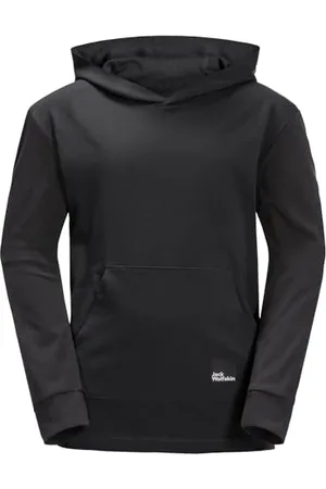 Jack Wolfskin Sweat à Capuche pour Adolescent Y T-Shirt à Manches Longues, Granite Noir, 8 Ans Garçon