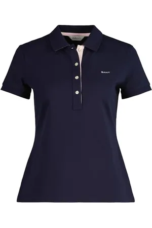 GANT Contrast Collar SS Piqué Polo, Nuit, S Femme