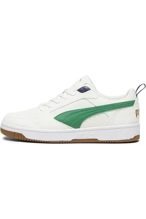 PUMA Mixte Rebound V6 Low 75 Years Basket, Blanc Chaud Archive Green Navy Gold Pristine, 44 EU