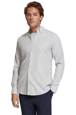 Scotch&Soda Essential Oxford Shirt, Army/White Stripe, L Homme