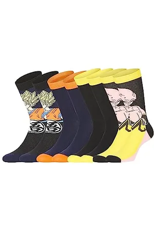 Freegun Chaussette Enfant Dragon Ball Z, Chaussettes Garçon Goku, Douces et Confortables (Lot de 4), , Jaune, Bleu, Orange, Taille 35/38