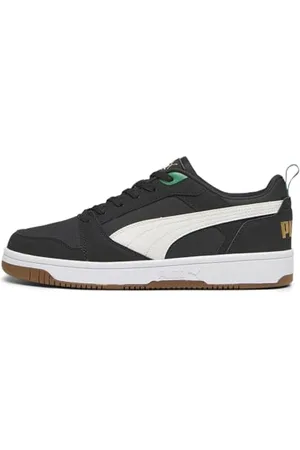 PUMA Mixte Rebound V6 Low 75 Years Basket, Archive Noir Blanc Chaud Vert Or Pristine, 39 EU