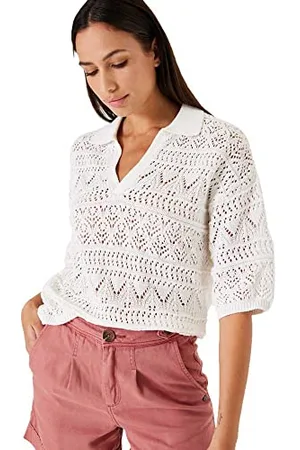 Garcia Pull-Over Sweater, Blanc cassé, M Femme