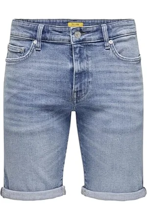 Only & Sons Hommes Short en Jean, Cinq Poches, Bouton, Ourlet Replié, Couleurs: , Taille:XL