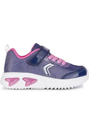 Geox J Assister Girl A Basket, Bleu Marine/Fuchsia, 33 EU