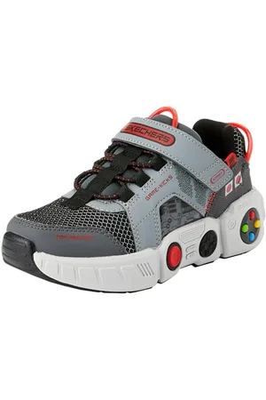 Skechers Boys Baskets, Grey Synthetic/Black Textile/Multi Trim, 43 EU