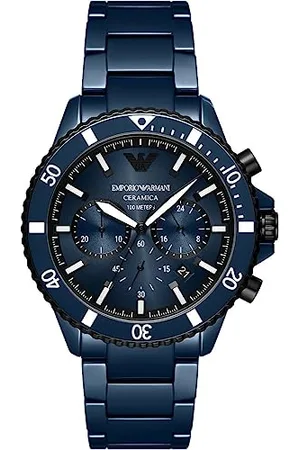 Emporio Armani Montre pour homme, mouvement quartz/chrono, boîtier de 43 mm, bracelet en céramique AR70009