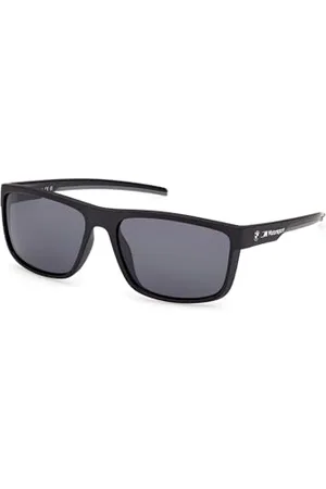 BMW Homme BS0037 Lunettes de Soleil, légères et décontractées, Forme rectangulaires, Verres fumés polarisés, Noir Mat, , Taglia Unica