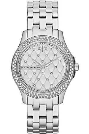 Armani Exchange Montre pour femmes, à trois aiguilles, boîtier en acier inoxydable argenté de 36 mm avec bracelet en acier inoxydable, AX5215